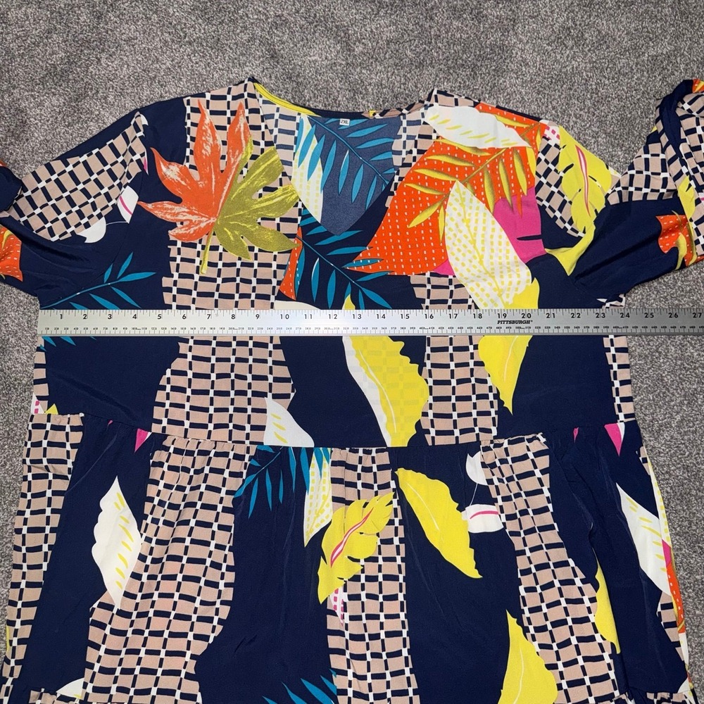 Women's Colorful Vibrant Tropical & Geometric Checkered Pattern Tunic Dress 2XL - Picture 3 of 12